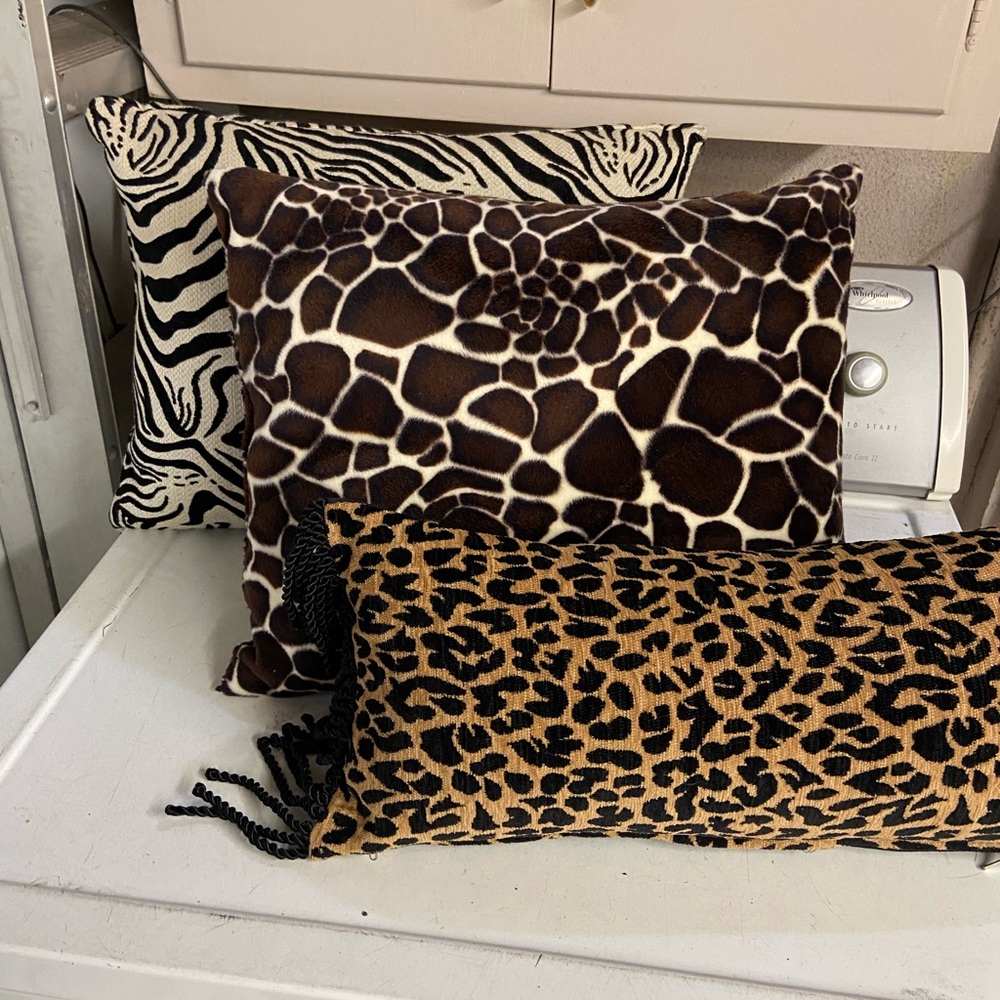 3 animal print throw pillows